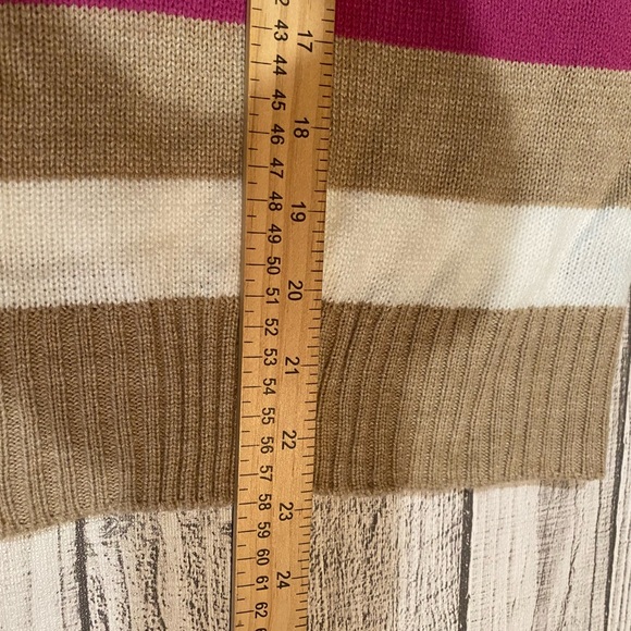 lane bryant 14/16 Button Crop Knit Sweater 3/4 Sleeve Ran Pink White Cardigan - Picture 4 of 4